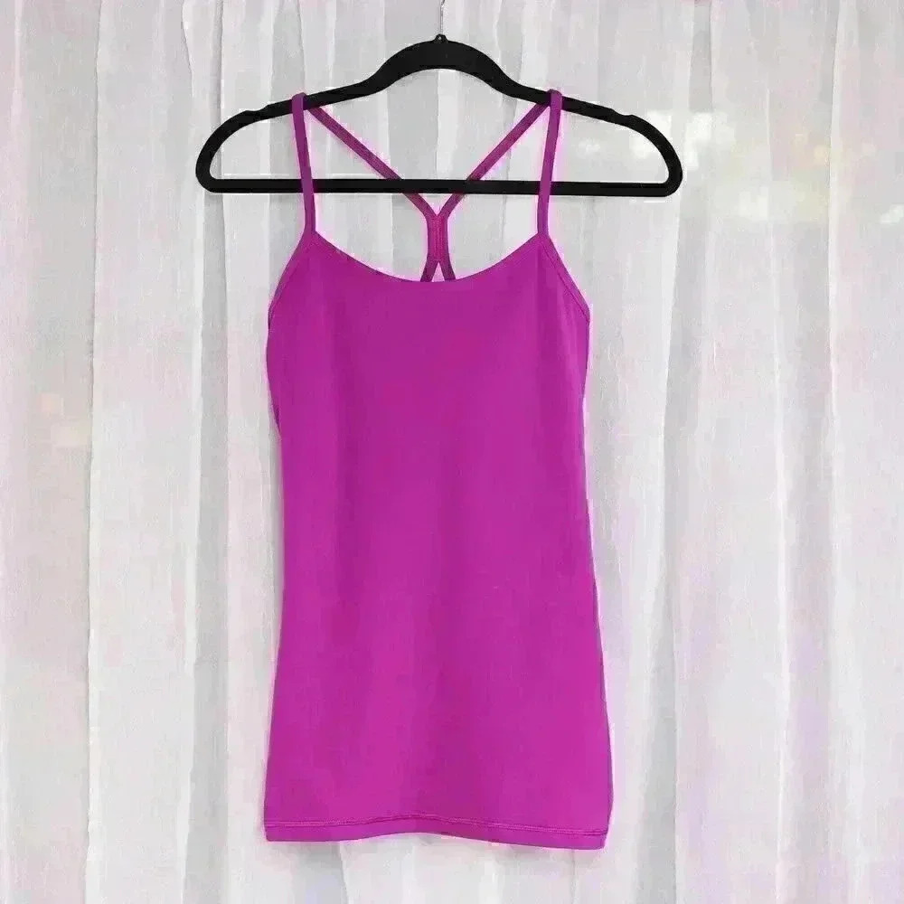 Lululemon Shirt Womens 6 Pink Workout Razorback Lined Bra Sleeveless GYM TANK - Picture 1 of 6